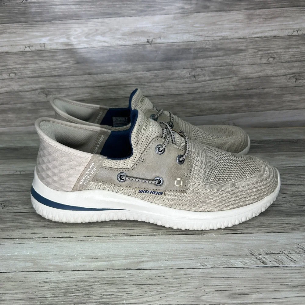 Skechers Delson 3.0 Roth Hands Free Slip-Ins Men's Shoes Taupe Size 8.5 Boat